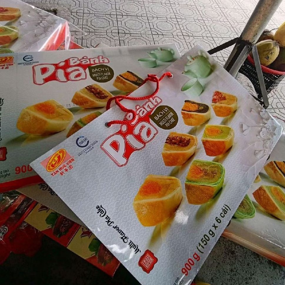 Bánh Pia Bách Vị  Tân Huê Viên 900g (150g x 6 Cái )- Bánh Pia Nhiều Vị Ngọt Ngào & Thơm Ngon - đặc sản Sóc Trăng
