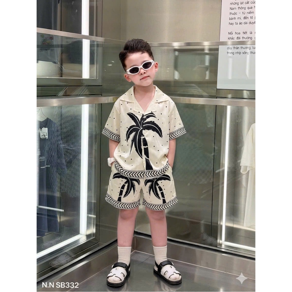 Bộ Hè Nam Vơ Sạc Đi Biển Siêu Đẹp - Bộ Cộc Bé Trai Vơ Sạc Họa Tiết Độc Lạ