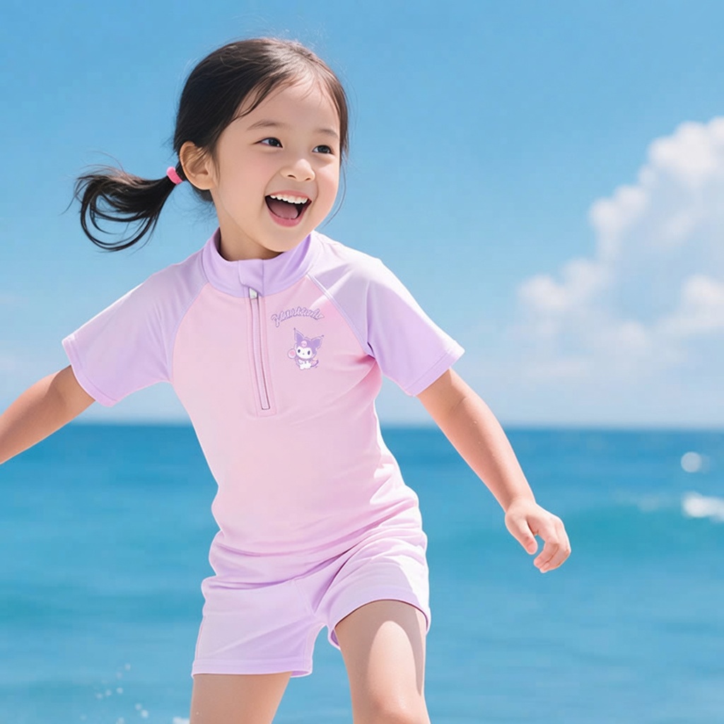 Bộ bơi liền thân, đồ bơi bé gái , bộ đồ trẻ em họa tiết kuromi co giãn thoải mái nhanh khô size 15kg tới 50kg