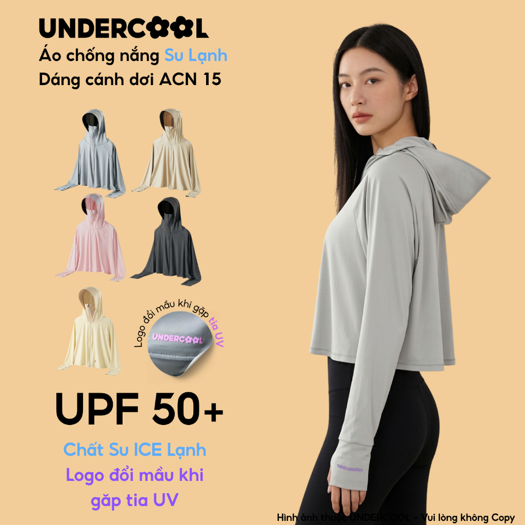 Áo Chống Nắng Nữ Chất Su Ice UNDERCOOL Su Lạnh Lụa Băng UPF 50+ Áo Khoác Dáng Cánh Dơi  LIVE ACN15