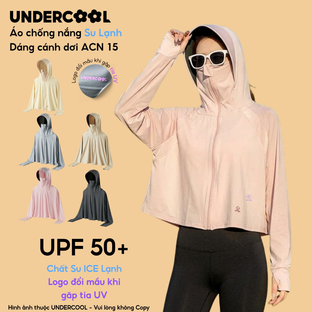 Áo Chống Nắng Nữ Chất Su Ice UNDERCOOL Su Lạnh Lụa Băng UPF 50+ Áo Khoác Dáng Cánh Dơi  LIVE ACN15