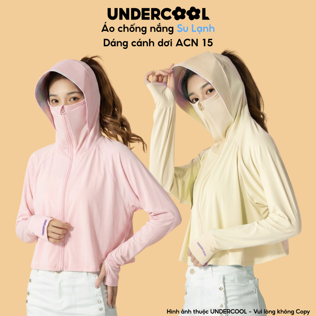 Áo Chống Nắng Nữ Chất Su Ice UNDERCOOL Su Lạnh Lụa Băng UPF 50+ Áo Khoác Dáng Cánh Dơi Có Logo Phát Hiện tia UV ACN15