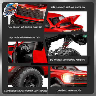 Xe Ô Tô Điều Khiển Từ Xa RC F150 1:12 Raptor 2 cầu 4WD Pin 7.4V cổng Type C Bánh răng kim loại siêu bền Giá Rẻ