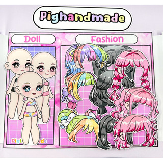 Đồ chơi bóc dán thời trang công chúa đen, hồng, cầu vồng - Búp bê Gacha mẫu mới