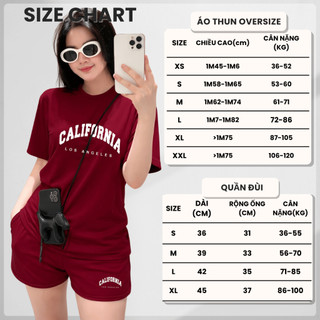 Bộ Áo Phông Nữ Chepol Form Rộng, In Chữ, Cổ Tròn, Phối Quần Đùi, Chất Cotton ( Áo Thun Đỏ Đô + Quần Đùi Đỏ Đô )-CP_22733