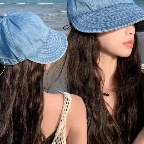 Mũ Vải Jean Chống Nắng Rộng Vành Thoáng Khí, Nón Che Nắng Chống Tia UV có dây rút chỉnh Size (T036GDQT)