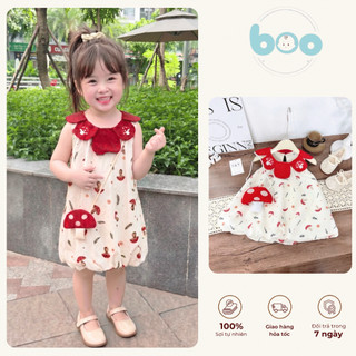 [Tặng kèm túi] Váy Dáng Xoè Bé Gái Hoạ Tiết Nấm Đỏ Siêu Xinh Cho Bé, Váy Công Chúa Dáng Bí Chất Vải Mềm Mịn - MH12