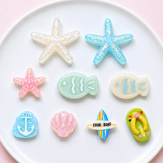 Set charm biển pastel lấp lánh sao biển cá xương ván lướt dép mini dễ thương gắn dép Crocs phụ kiện DIY mùa hè