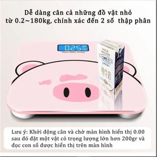 Cân Điện Tử Sức Khoẻ (Tặng Kèm Pin Và Thước Dây ) Theo Dõi Quá Trình Giảm Cân -Hình Chú Heo Cực Xinh - Đo Cân Nặng