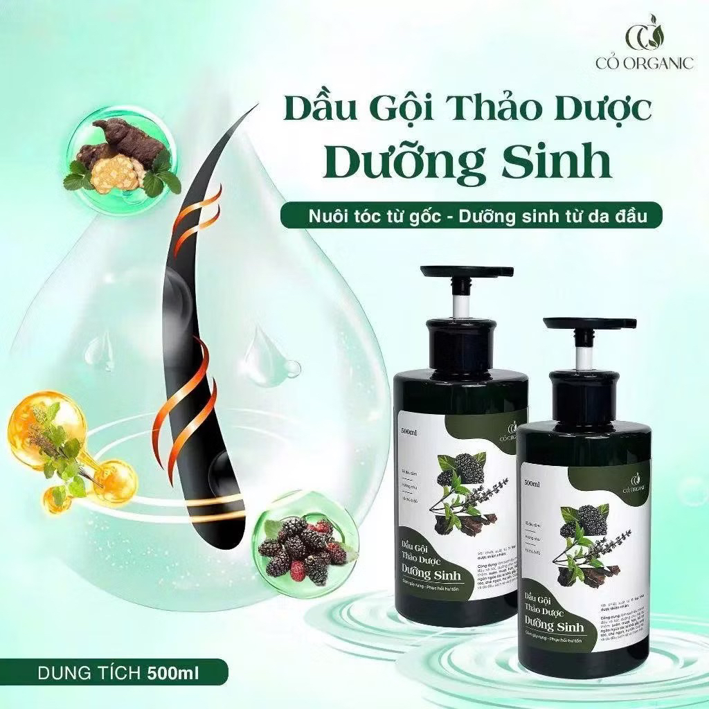 Bộ Dầu Gội Bơ Xả Thảo Dược Dưỡng Sinh Cỏ Organic 300ML Lưu Thông Tuần Hoàn Máu Ngăn Rụng Tóc tặng 1 mặt nạ dưỡng da