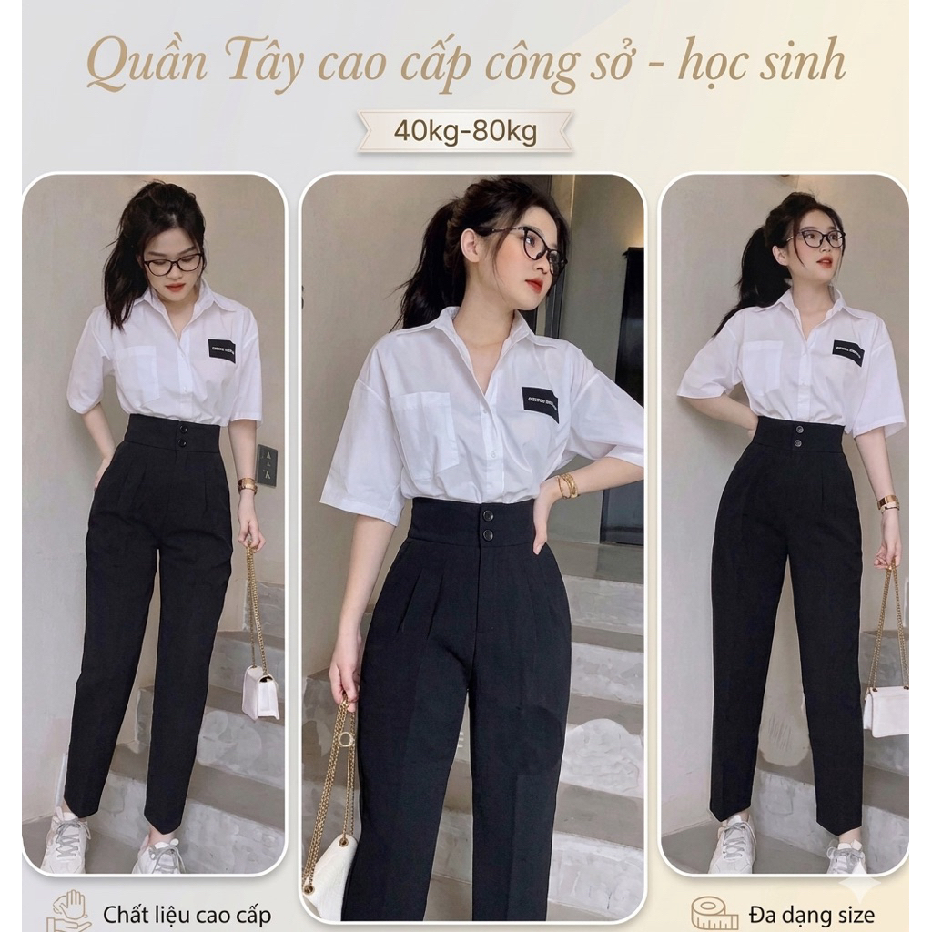 Quần tây công sở nữ - quần học sinh lưng cao,chất vải TM