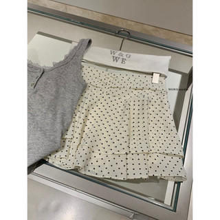 𝐏𝐡𝐢𝐞𝐧 𝐖𝐆𝐖𝐄 | (Sẵn) w9677 Chân Váy Voan Chấm Bi Nhún Có Quần Trong