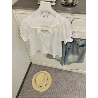 𝐏𝐡𝐢𝐞𝐧 𝐖𝐆𝐖𝐄 | (Sẵn) w9678 Áo Thô Cổ Bèo v Tay Lỡ Đang Vừa Xoè Nhẹ