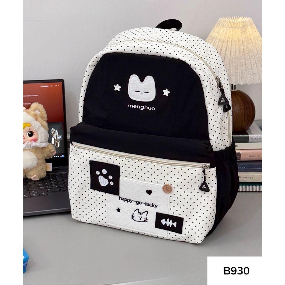 Balo đi học nữ phối màu Hàn Quốc style chấm bi dễ thương cho học sinh , sinh viên B930 gagastore