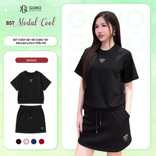Set chân váy Nữ GUNO tay raglan logo thêu Nơ Cao cấp thời trang vải Modal Cool mềm mát 26VG43