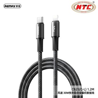Cáp sạc nhanh Remax CB25 TypeC to LaiNing 30W, Dây dù chắc chắn, Dài 1.2M (Đen) - Phụ Kiện Nhất Tín