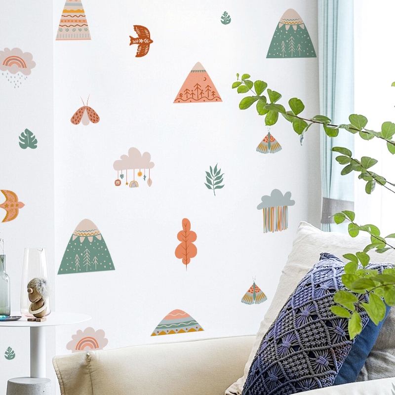 Sticker Decal Dán Tường Mẫu Boho 3 Có Keo Sẵn - Trang Trí Cửa Kính - Decor Quán Cafe - Phòng Ngủ