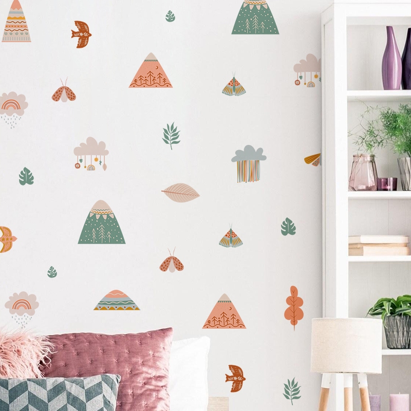 Sticker Decal Dán Tường Mẫu Boho 3 Có Keo Sẵn - Trang Trí Cửa Kính - Decor Quán Cafe - Phòng Ngủ
