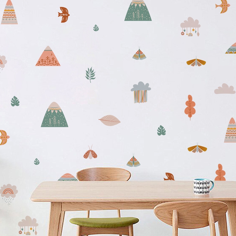 Sticker Decal Dán Tường Mẫu Boho 3 Có Keo Sẵn - Trang Trí Cửa Kính - Decor Quán Cafe - Phòng Ngủ