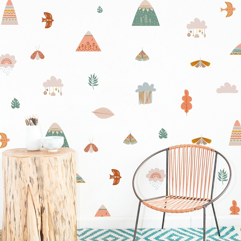 Sticker Decal Dán Tường Mẫu Boho 3 Có Keo Sẵn - Trang Trí Cửa Kính - Decor Quán Cafe - Phòng Ngủ
