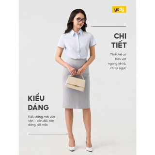 [BST Easy Office] Áo sơ mi nữ YODY tay ngắn chuẩn công sở thấm hút tốt khô nhanh WOSS26S001