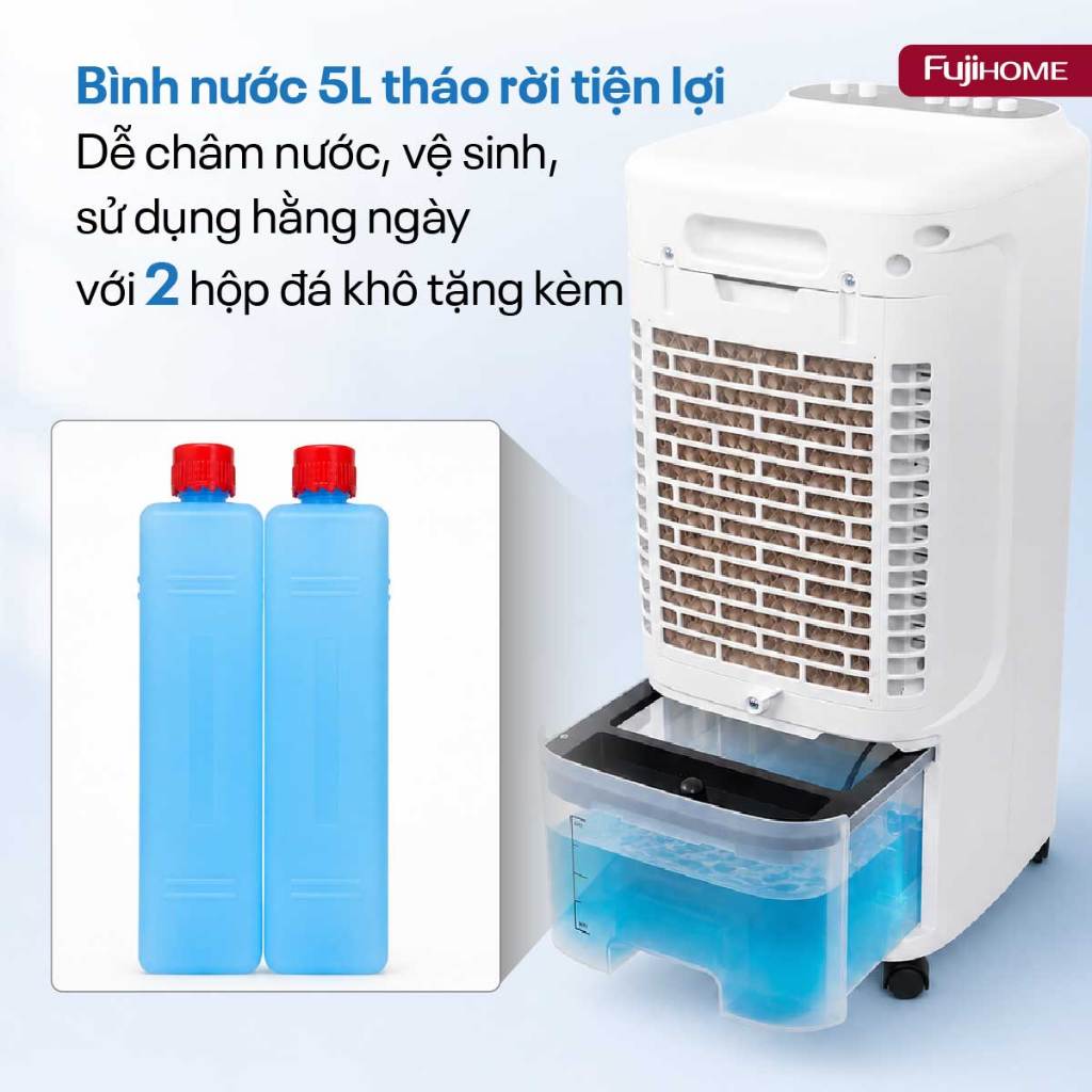 Quạt làm mát hơi nước tiết kiệm điện Nhập Khẩu FUJIHOME AC-05 lọc bụi, quạt điện phun sương