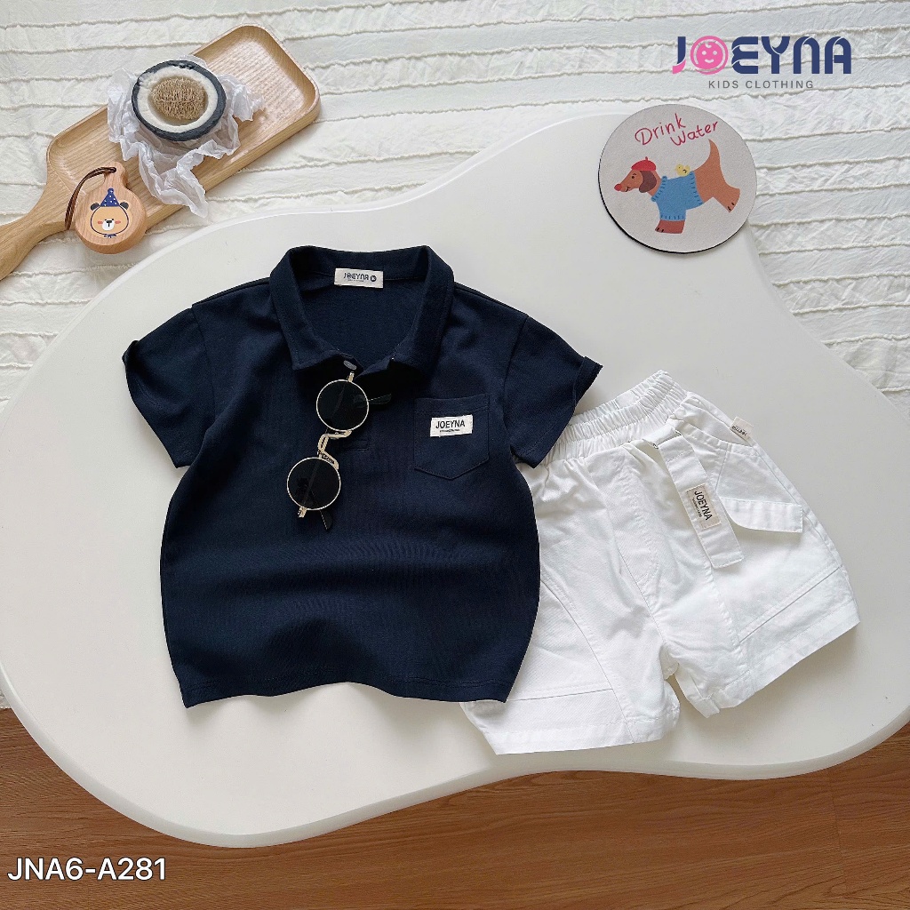 Áo polo cộc tay Joeyna A281 phối túi cho bé 8-24kg