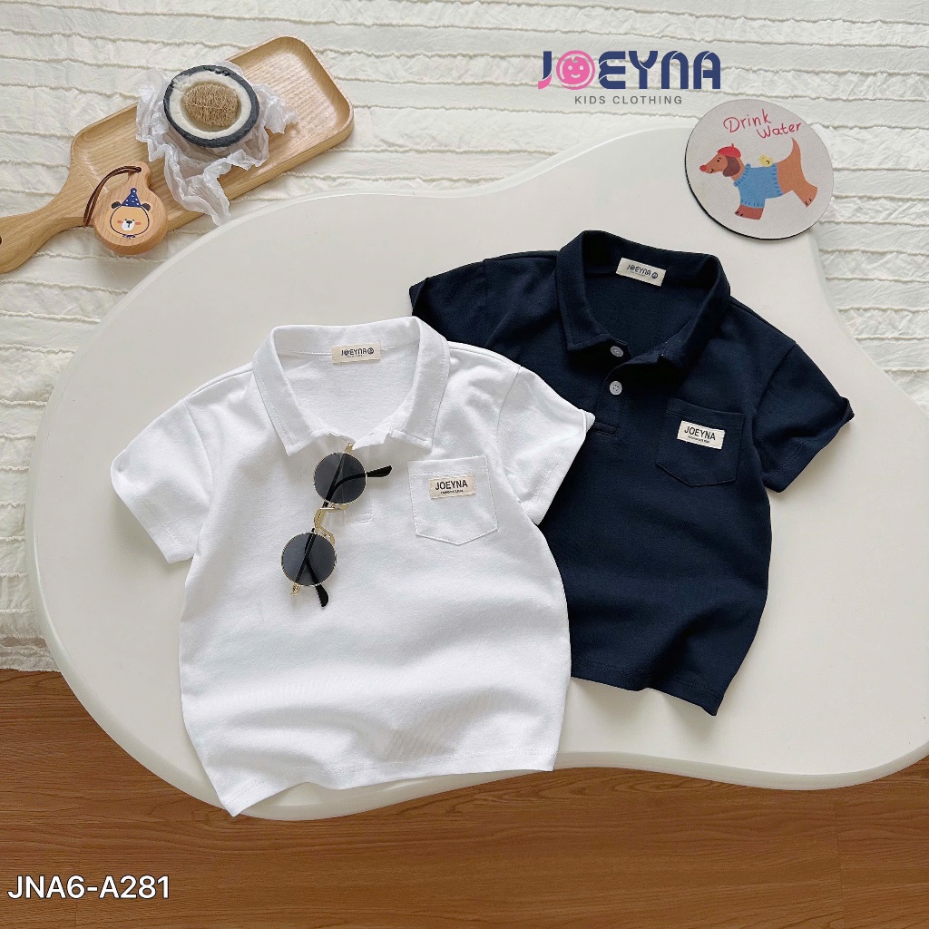 Áo polo cộc tay Joeyna A281 phối túi cho bé 8-24kg