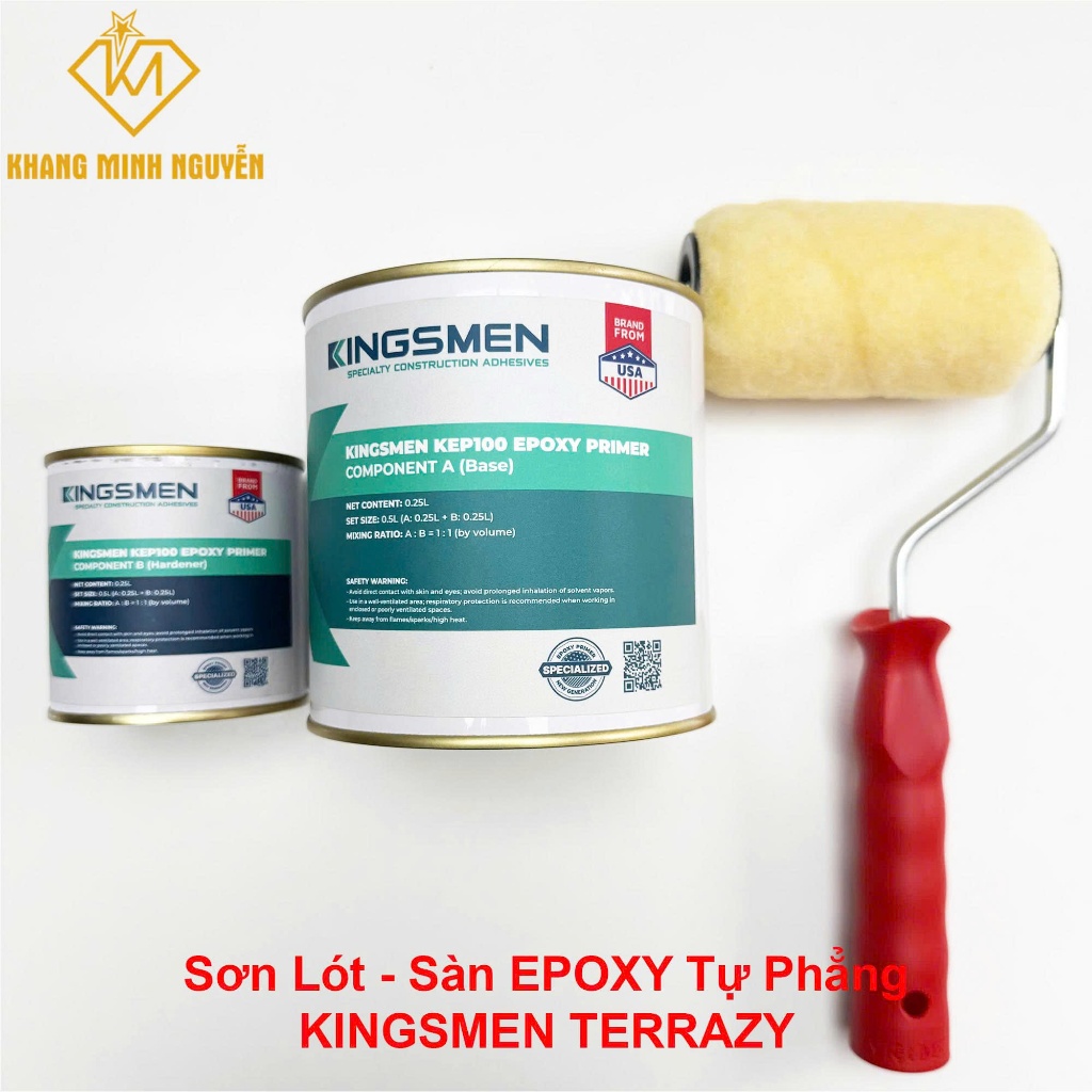 Sơn Lót Epoxy Kingsmen KEP100 – Primer Khóa Nền Bê Tông, Chống Bụi, Tăng Bám Dính Sơn Sàn
