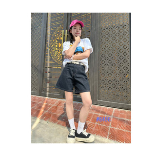 Quần short jeans 1 cúc nữ lưng cao form suông basic Yến Tee #8498