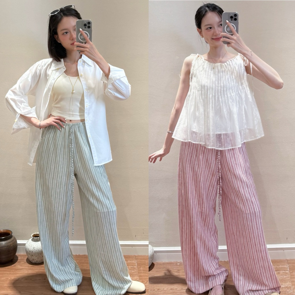 Quần suông ống thẳng chất LINEN BAMBOO  nhẹ mát mỏng (KHÔNG LỘ HỞ) - ẢNH THẬT + VIDEO SHOP TỰ QUAY . Mã q301