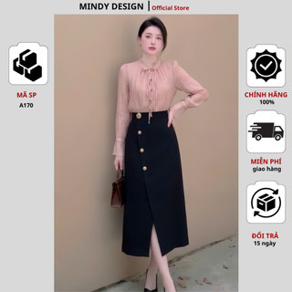 A170 - Sơ mi nữ dài thắt nơ - Thiết kế cao cấp MindyDesign