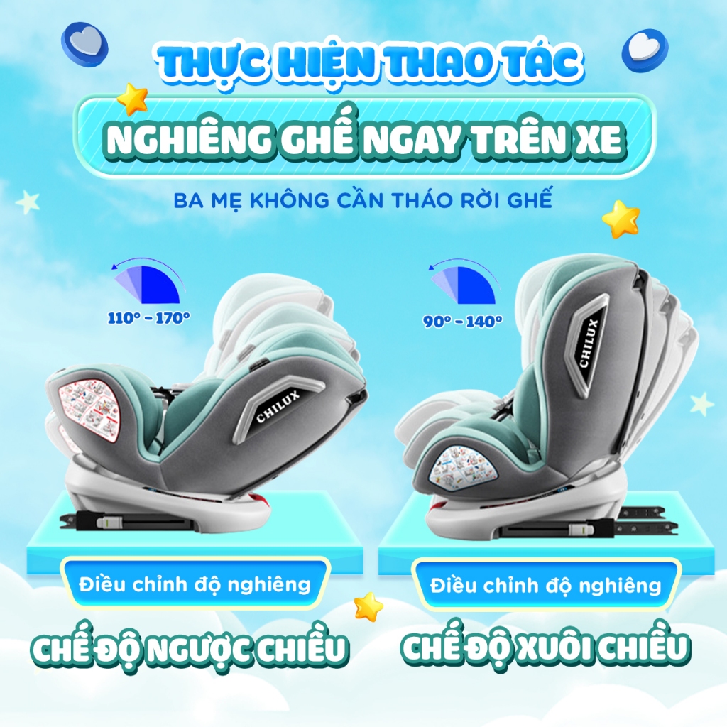 Ghế ngồi ô tô cho bé CHILUX ROY 360 l CS008 NEW - An toàn, thông minh, đồng hành cùng bé trên mọi nẻo đường