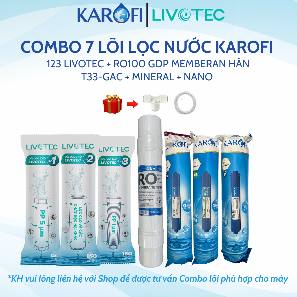 Combo 7 lõi lọc nước Karofi chính hãng dùng cho máy lọc nước Karofi S-S027, S-S137