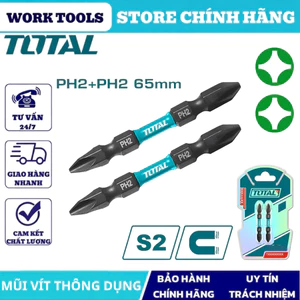 Mũi bắt vít TOTAL chính hãng, đầu vít từ tính thép CR-V siêu bền, chống trượt, dùng cho máy khoan – máy bắn vít DNTT