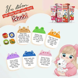 Kem đánh răng thảo dược Ích Nhi cho bé dưới 6 tuổi có thể nuốt, không cay không flour Tuýp 50g
