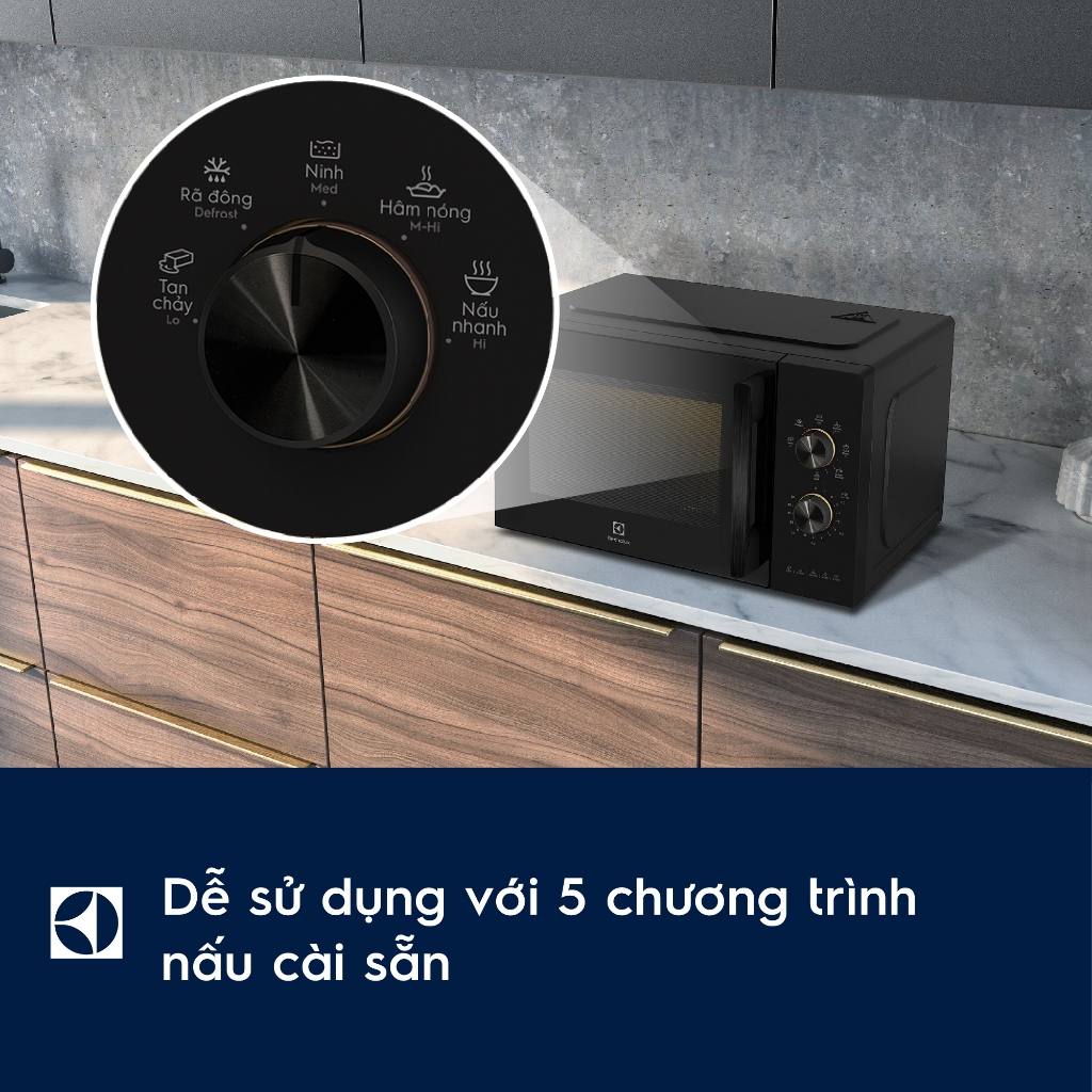 Lò vi sóng để bàn Electrolux UltimateTaste 300 20L - EMM20K22B - 5 mức công suất