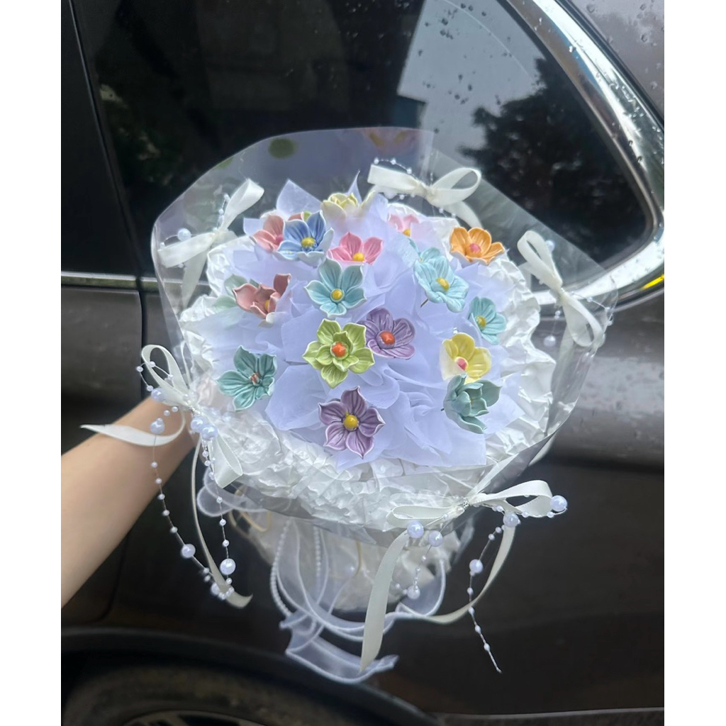 Set 10 bông hoa gốm sứ cao cấp – Trang trí bàn làm việc, phòng khách – Quà tặng ý nghĩa