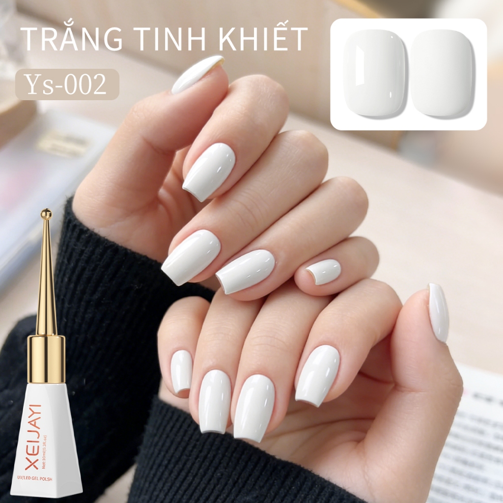 XEIJAYI 10ml – Sơn Gel Móng Màu Trắng Cổ Điển, Bền màu lâu trôi và Thích hợp cho việc Tự làm Nghệ thuật Móng