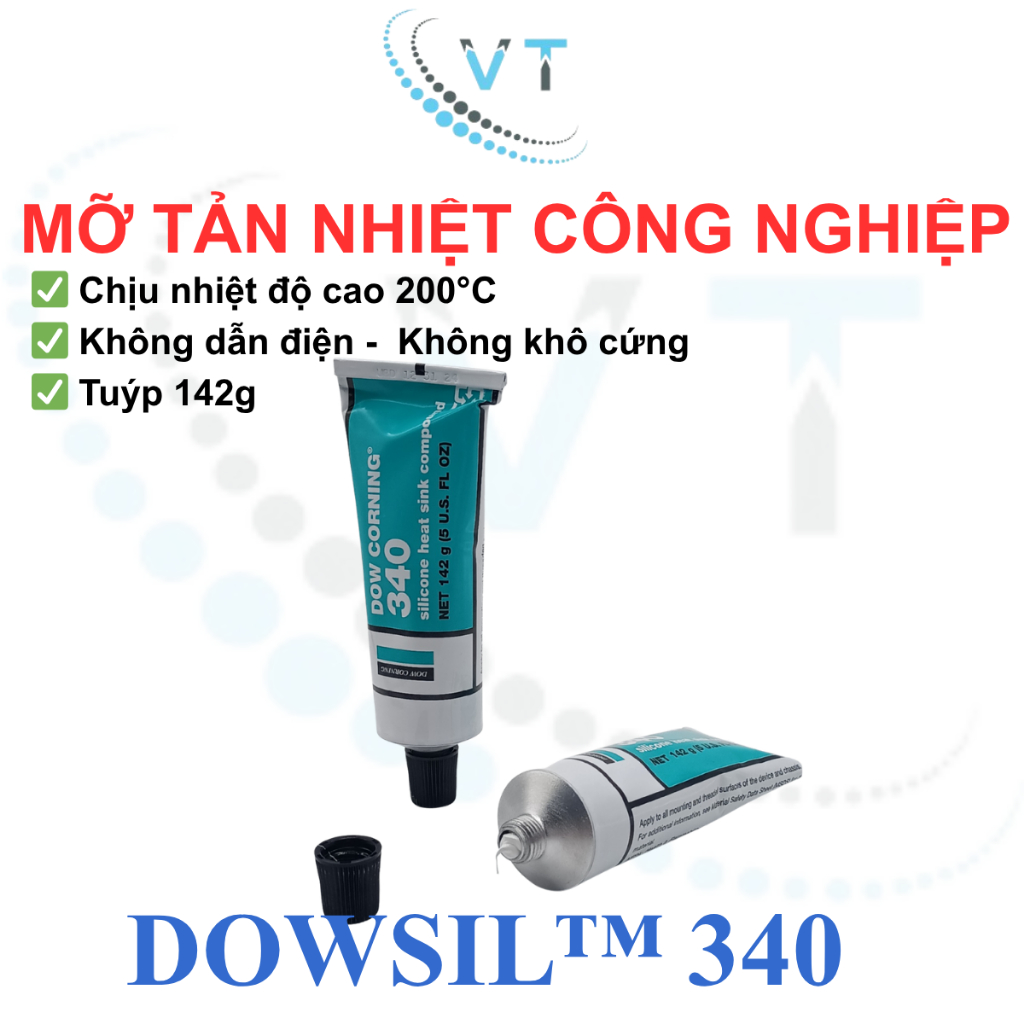 Keo tản nhiệt Dowsil 340 - Mỡ silicone dẫn nhiệt không khô Dow Corning 340 cho linh kiện điện tử, công suất lớn