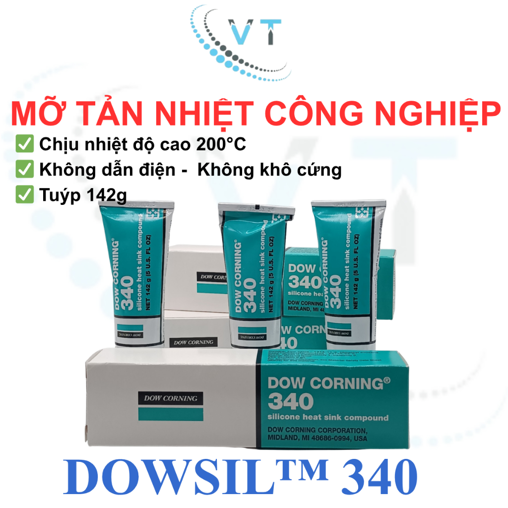 Keo tản nhiệt Dowsil 340 - Mỡ silicone dẫn nhiệt không khô Dow Corning 340 cho linh kiện điện tử, công suất lớn