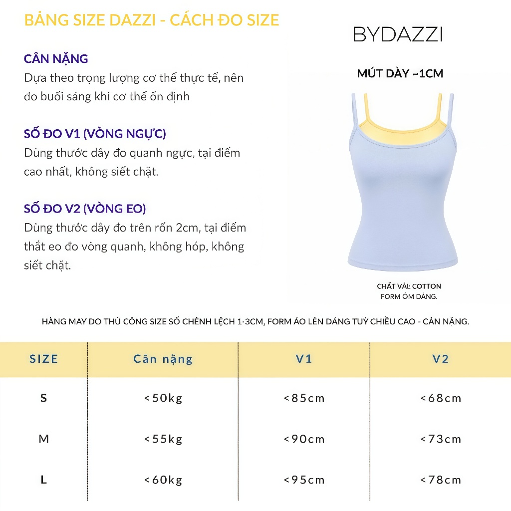 [KÈM MÚT] Áo 2 dây phối màu pastel MÙA HÈ nữ tính form ôm dáng vải cotton DAZZI Women A090