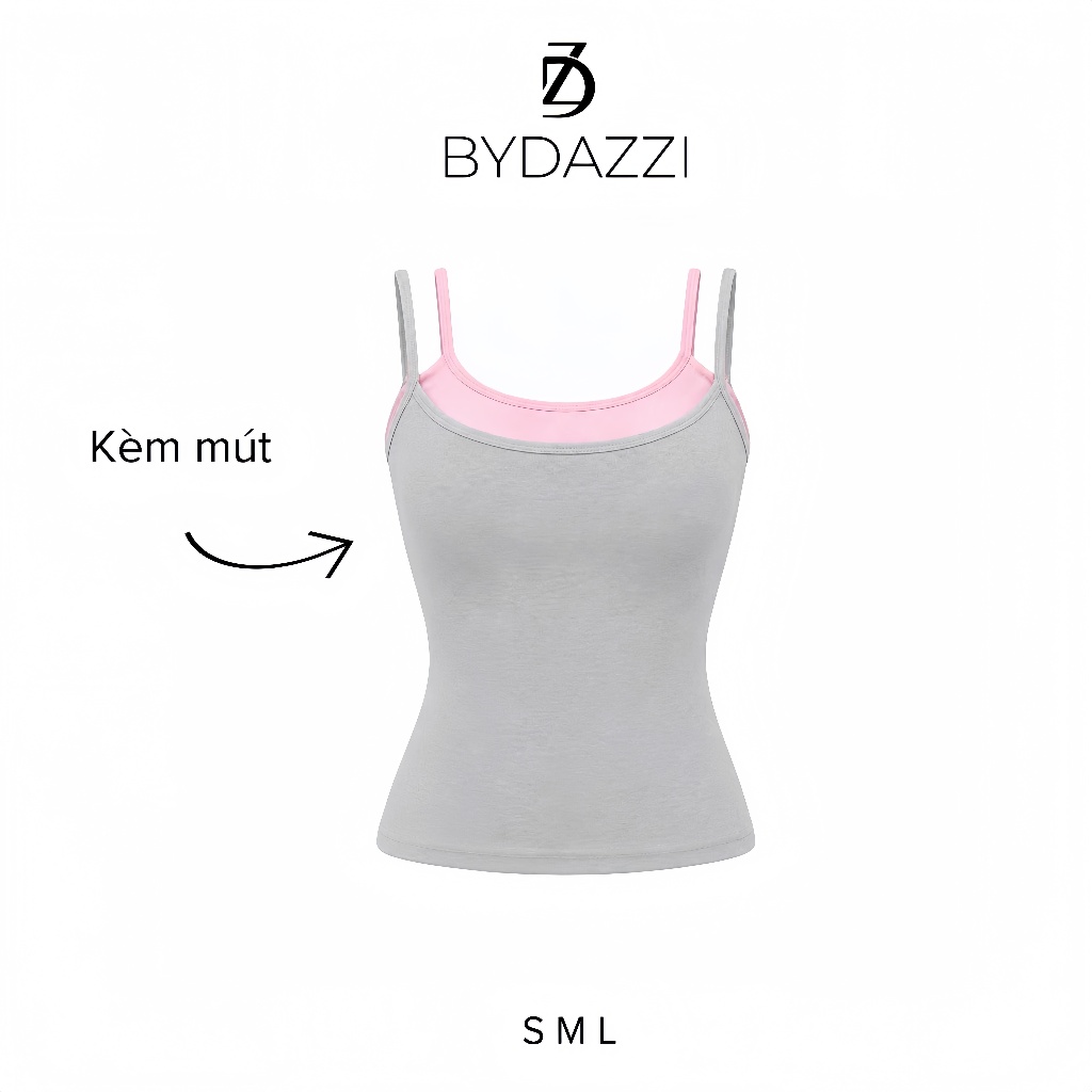 [KÈM MÚT] Áo 2 dây phối màu pastel MÙA HÈ nữ tính form ôm dáng vải cotton DAZZI Women A090