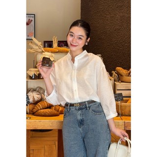 Áo Sơ Mi Nữ Kiểu LAMER FASHION Cổ Tàu Tay Lỡ Công Sở, Vải Tơ Mềm Mát HSD-V61H26Q005