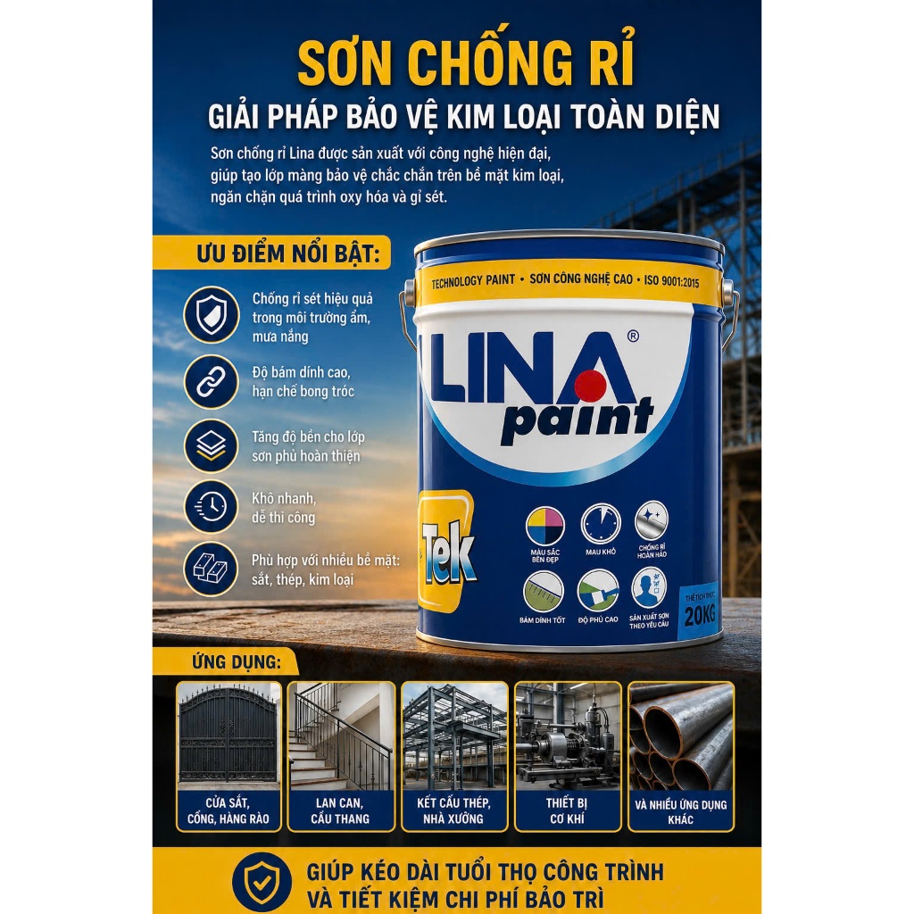 Sơn Chống Rỉ Có Màu Lina ( Lon 5Kg )