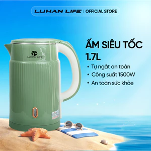 Ấm Đun Siêu Tốc 1.7L LUHAN LIFE, Bình Đun Nước Siêu Tốc 2 Lớp Cách Nhiệt Chống Bỏng Tự Ngắt An Toàn