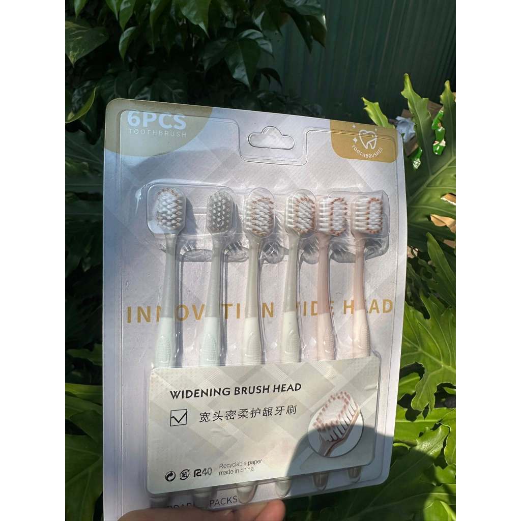VỈ 6 BÀN CHẢI ĐÁNH RĂNG LÔNG MỀM SIÊU MỊN, ÊM RĂNG TIỆN LỢI