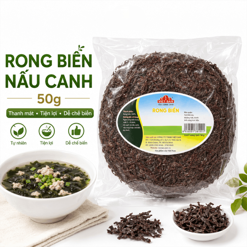 Rong Biển Khô Nấu Canh Việt San 50g - Rong Biển Mộc Sạch Loại 1 Giàu Dinh Dưỡng, Nấu Canh Ngon