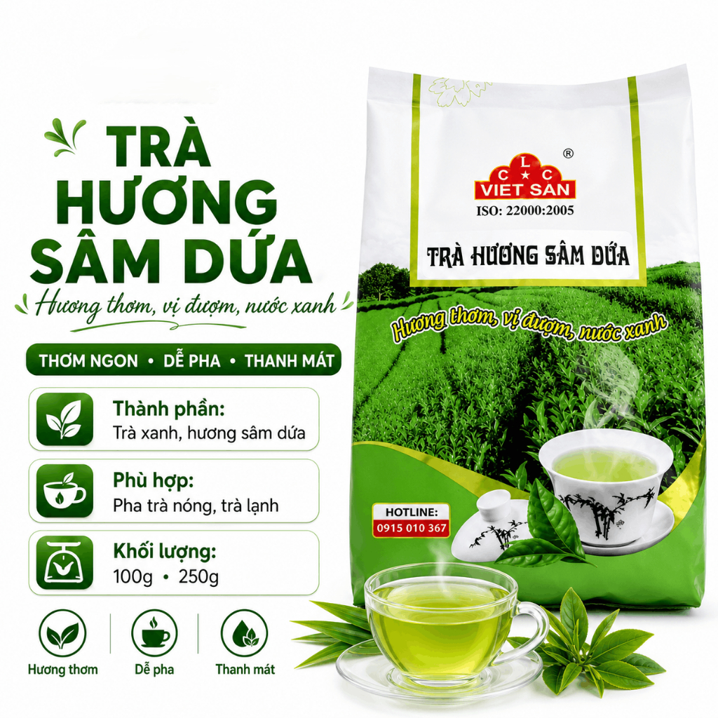 Trà Sâm Dứa Việt San 100g/250g - Đặc Sản Bảo Lộc Thơm Nồng, Thanh Nhiệt Giải Độc
