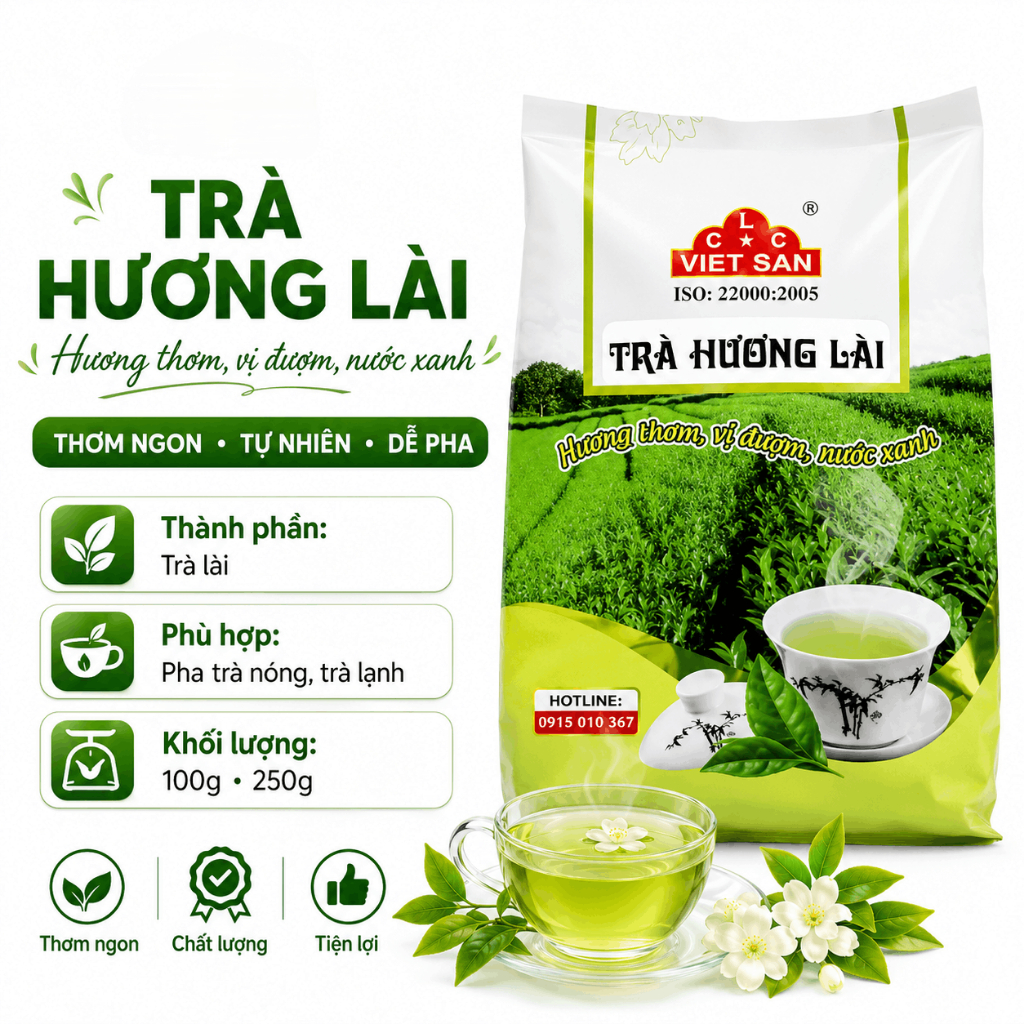 Trà Lài Việt San 100g/250g - Trà Xanh Nguyên Lá Ướp Hương Lài Tự Nhiên